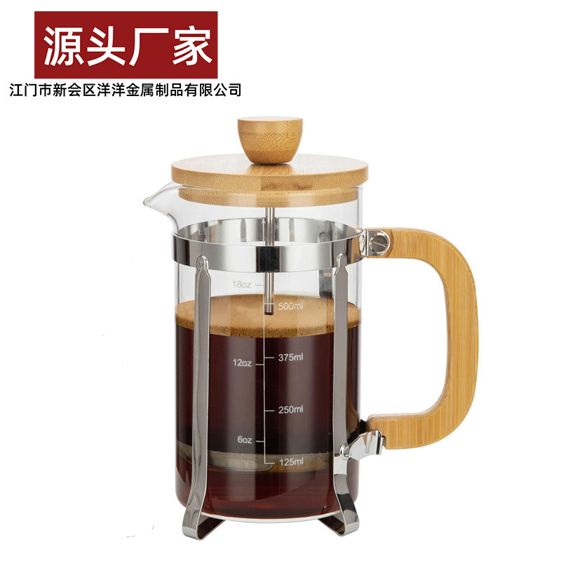 Glass French Press Pot with Wooden Lid, High Borosilicate Glass Coffee Pot, Home Kitchen Filter Press Pot, Tea and Coffee Utensils Glass French Press Pot with Wooden Lid, High Borosilicate Glass Coffee Pot, Home Kitchen Filter Press Pot, Tea and Coffee Utensils
