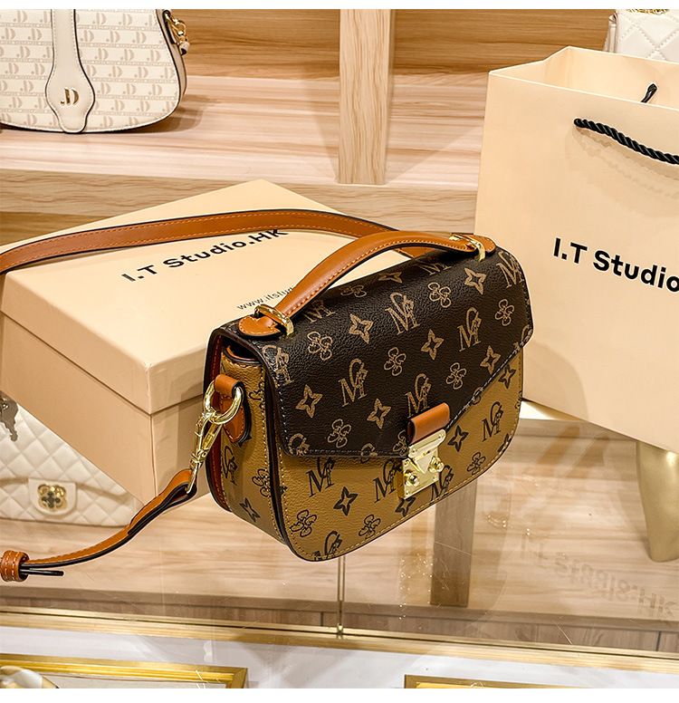 Túi đeo chéo nữ da bò vintage phong cách bưu tá, thiết kế nhỏ gọn cao cấp — Màu cà phê, Màu vàng gừng chi tiết 1