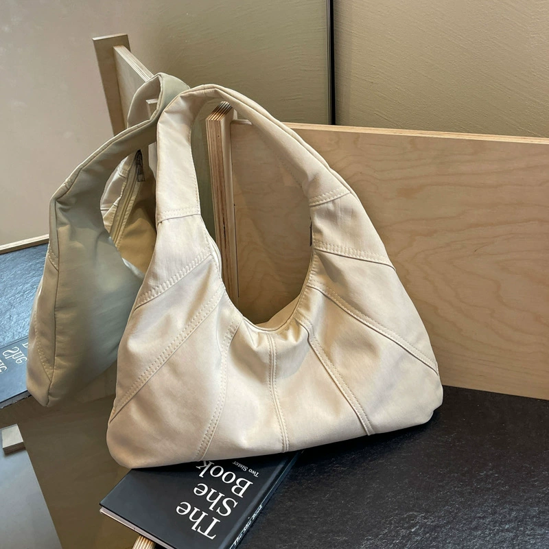 Spacious nylon shoulder bag for women, underarm, one-shoulder design, multiple colors available