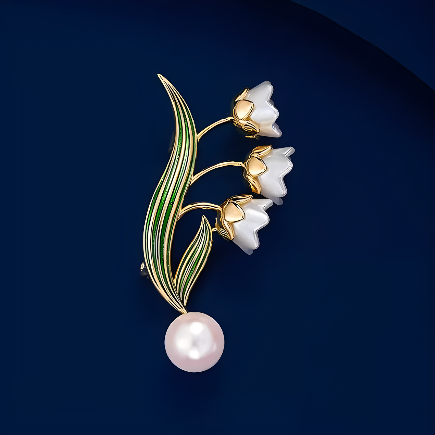 Simple lily orchid brooch high-end female temperament pearl enamel corsage niche design pin suit accessories