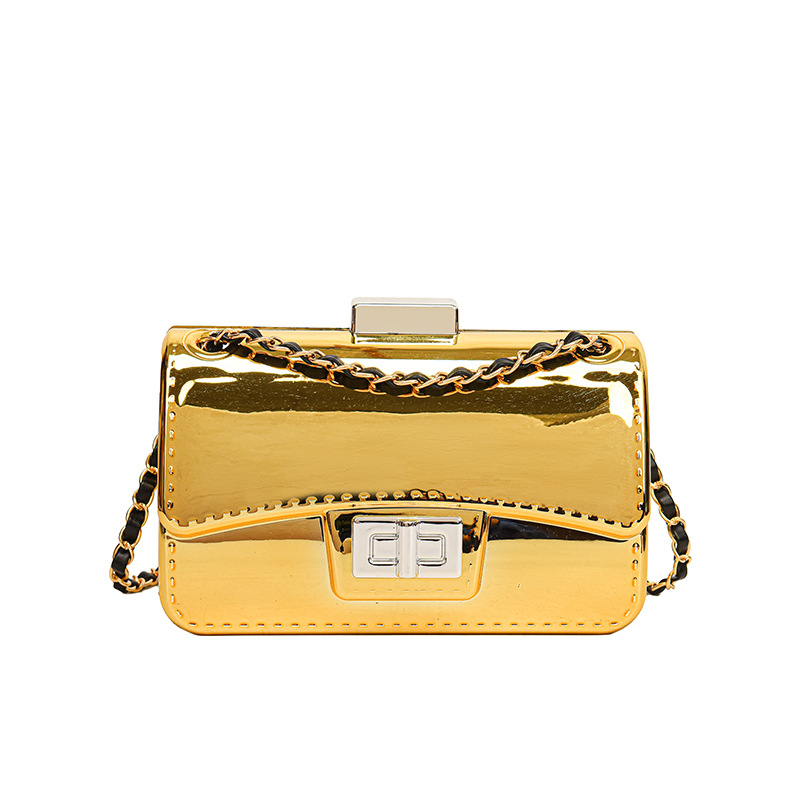 2024 New Solid Color Simple Fashion Casual Women's Bright Chain Laser Small Square Single Shoulder Crossbody Bag_voghion.com