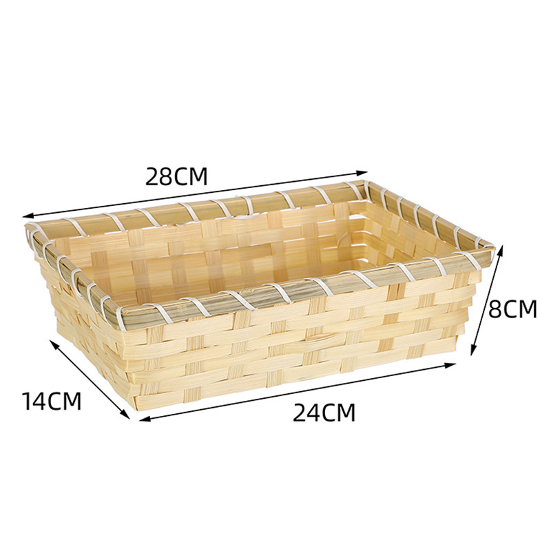 Cesta de bambú cuadrada Cesta de bambú tejida Cesta de almacenamiento de huevos Bandeja hecha a mano Productos de bambú Cesta de pan al vapor Cesta comercial