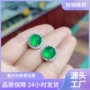 圆形绿色玛瑙耳坠