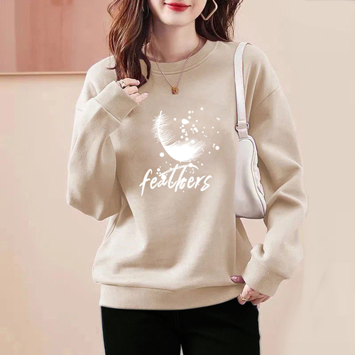 Women's Round Neck Sweatshirt 2025 New Spring Autumn Winter Thin Fleece Thick Hoodless Top Warm Stylish Outerwear