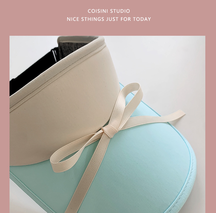 New Sweet Bow Tie with Ice Silk Sunscreen Open Top Hat for Women Summer Sunshade Macaron Color Versatile Big Eaves_voghion.com