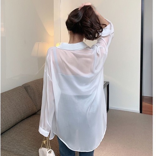 Stylish Ice Silk Sun Protection Shirt for Women 2025 Summer Black Pearl Sand Sun Shirt Loose Thin Cardigan Outerwear