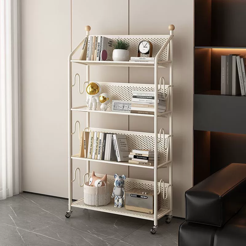 Мобильная книжная полка, напольная стойка для хранения, простой многослойный угловой детский книжный шкаф, железная сэндвич-полка, угловая полка для хранения