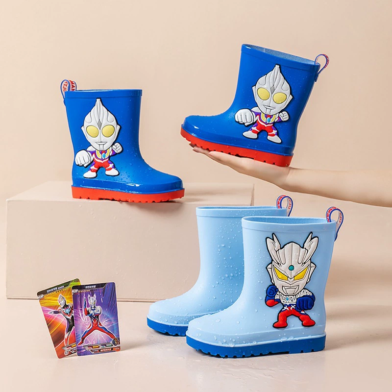 Ultraman мультфильм детские дождевые сапоги для мальчиков с пушистым ртом Dia дождевые сапоги противоскользящие школьники водонепроницаемые дождевые сапоги оптом