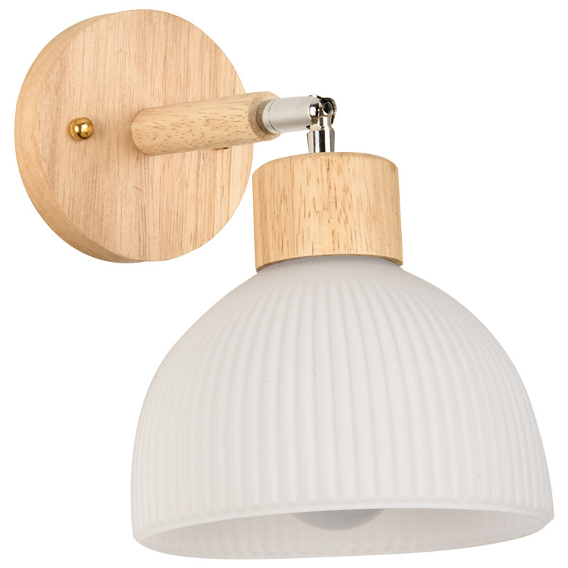 lámpara de pared de viento de madera dormitorio lámpara de cabezal de cama ajustable nórdica sala de estar pared de fondo pasillo lámpara de pared L271