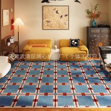 跨境亚马逊简约格子装饰客厅地毯几何地毯耐脏易打理地毯现货代发