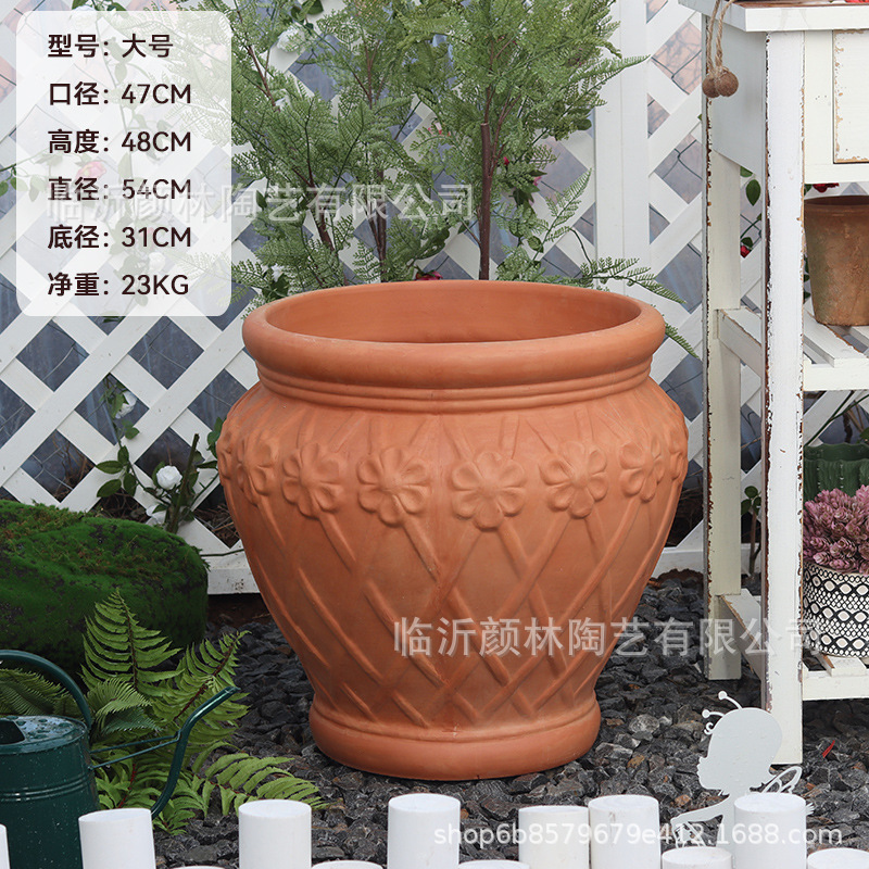 Cesta de flores de paisaje maceta de cerámica roja maceta de cerámica gruesa maceta de decoración de jardín maceta de cerámica de comercio exterior maceta de flores de novatos transpirables