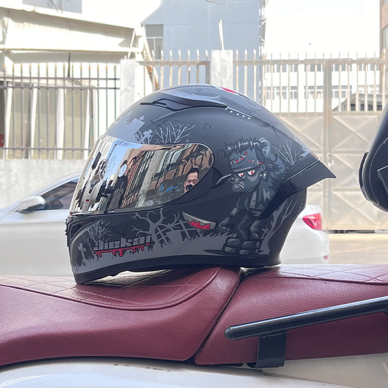 El casco completo del casco de la cola grande de la motocicleta Jiekai se puede instalar con auriculares Bluetooth
