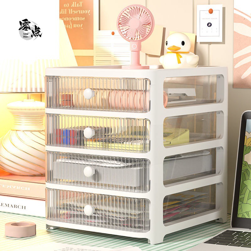 桌面收纳盒抽屉式化妆品置物架办公桌书桌文具工位梳妆台收纳