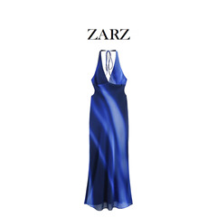 ZARZ 自制 欧美风 新款女装 百搭款 印花挂脖领长连衣裙8222122