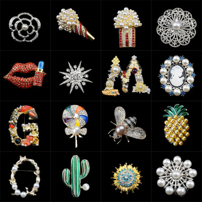 职业阿玛施特胸针配饰2021新款五角星勋章珍珠胸花别针胸针丝巾扣|ru