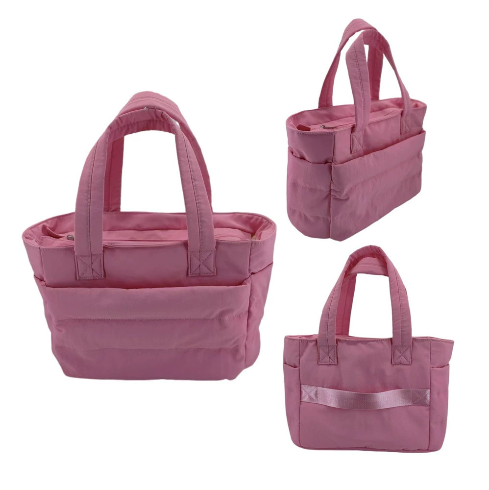 С пуховыми сумками через плечо женские полиэфирные дышащие дикие сумочки модные сладкие минималистские сумки Tote фабрики оптом