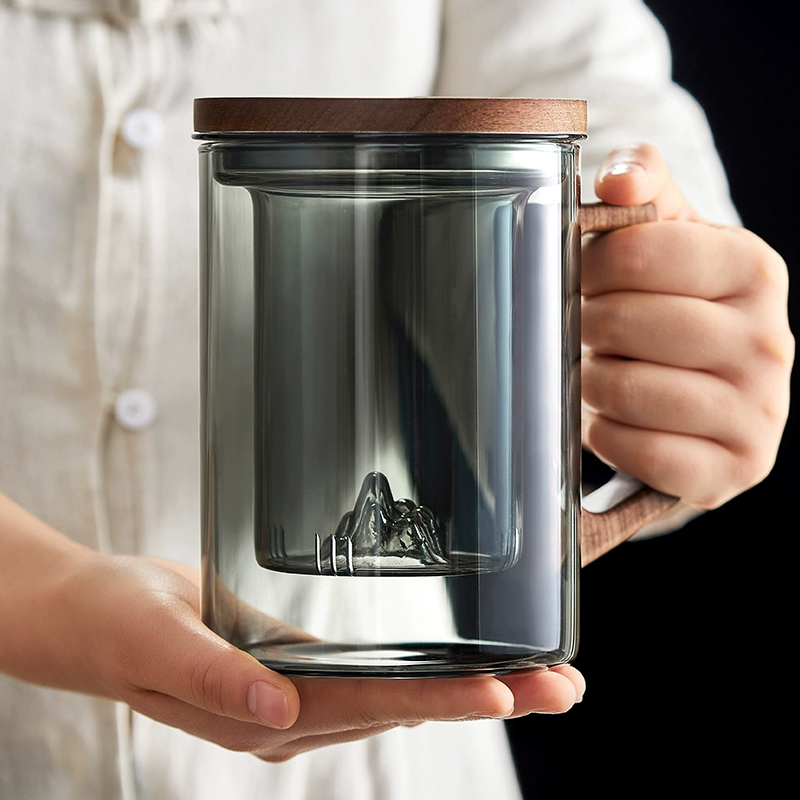 ✅ Большая стеклянная чашка для чая с разделением воды, утолщенная, для дома, личного использования, мужская чашка для чая, офисная кружка для воды