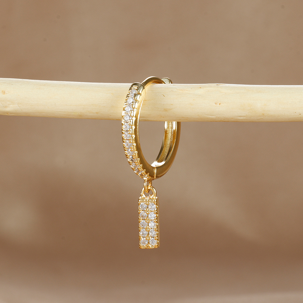 6g Weight Copper Ear Needle Material Zircon Inlay Material Charm Sleeper Hoop Earrings, Drop Earrings Classification 1 Piece Quantity Daily Occasion Copper Material Letter Pattern Unisex Gender Plating Design Casual Style 1 Piece Casual Letter Plating Copper Zircon Drop Earrings 29