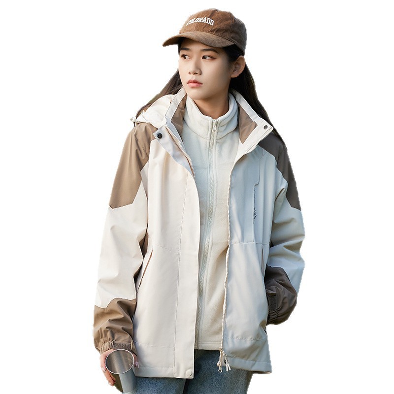 秋冬户外机能冲锋衣男女三合一可拆卸登山服超好看小个子夹克外套|undefined