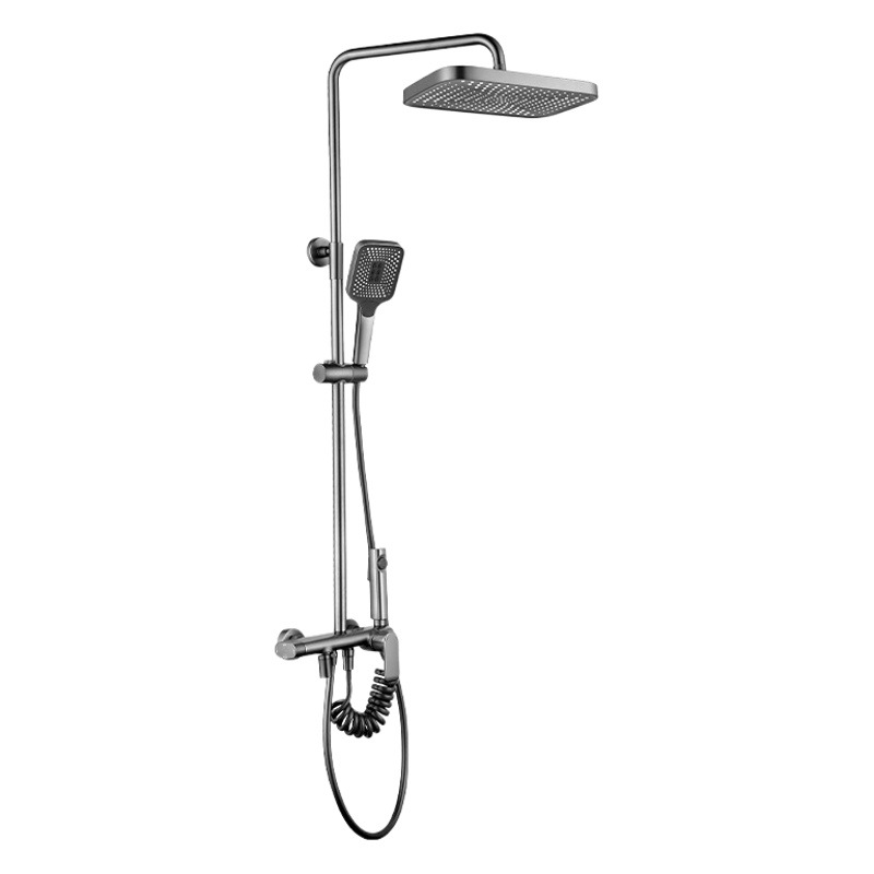 Juego de ducha de ducha de cobre de celebridades de Internet, ducha fría y caliente para el hogar moderno, rociador de baño de lluvia sobrealimentado de cuatro velocidades