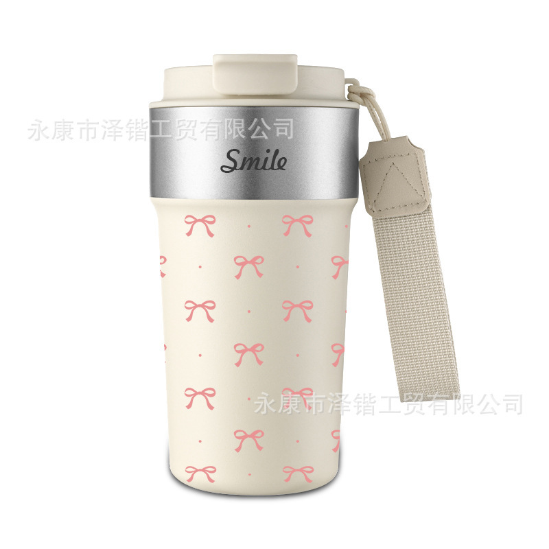 跨境304不锈钢咖啡杯 带提绳便携保温杯高颜值户外车载双饮水杯|undefined