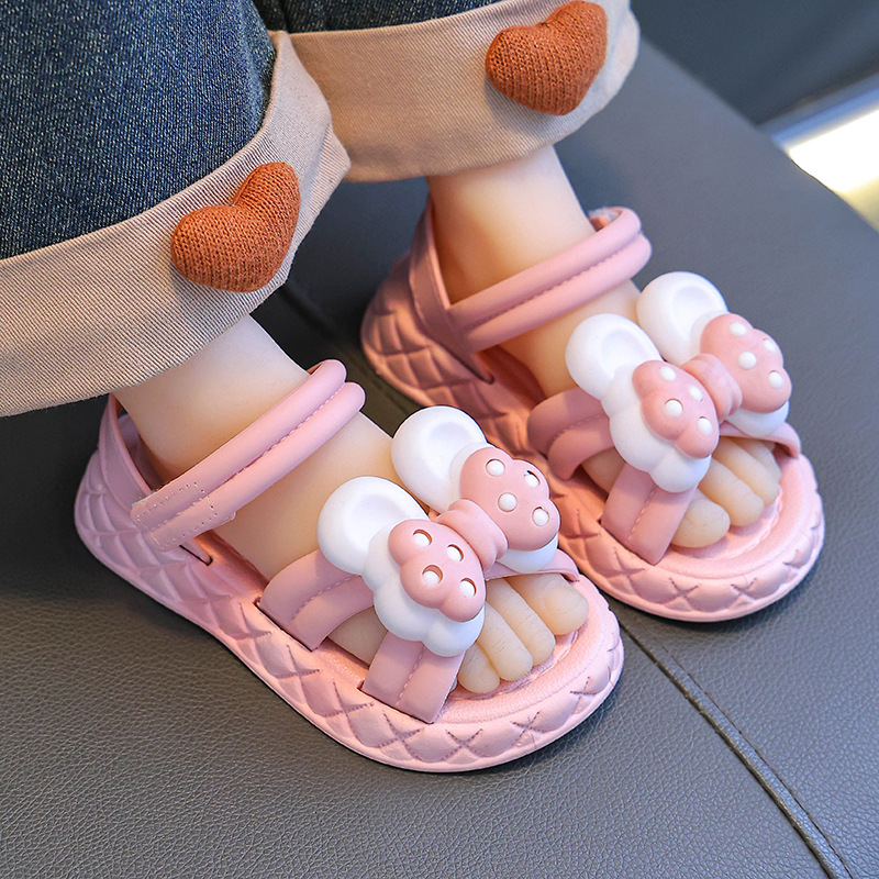 Scarpe da principessa per bambine, estive, antiscivolo, suola morbida, fiocco, grandi, medie e piccole, alla moda, punta aperta_voghion.com