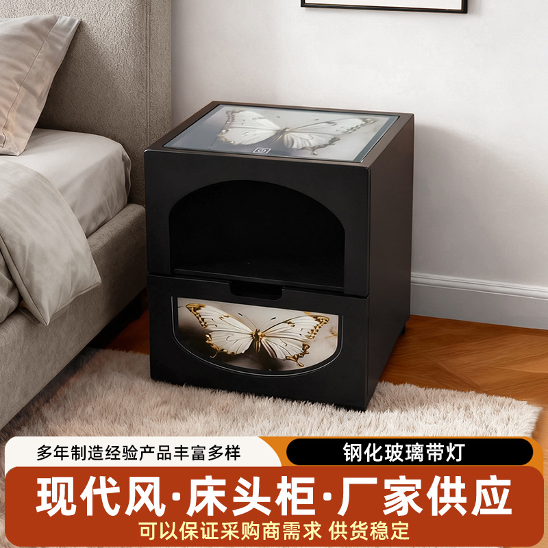 Modern Minimalist Style Bedside Table, Multi-Scenario Use, Small Storage, Solid Wood Storage Cabinet, Bedroom Light Luxury Cabinet, Modern and Simple