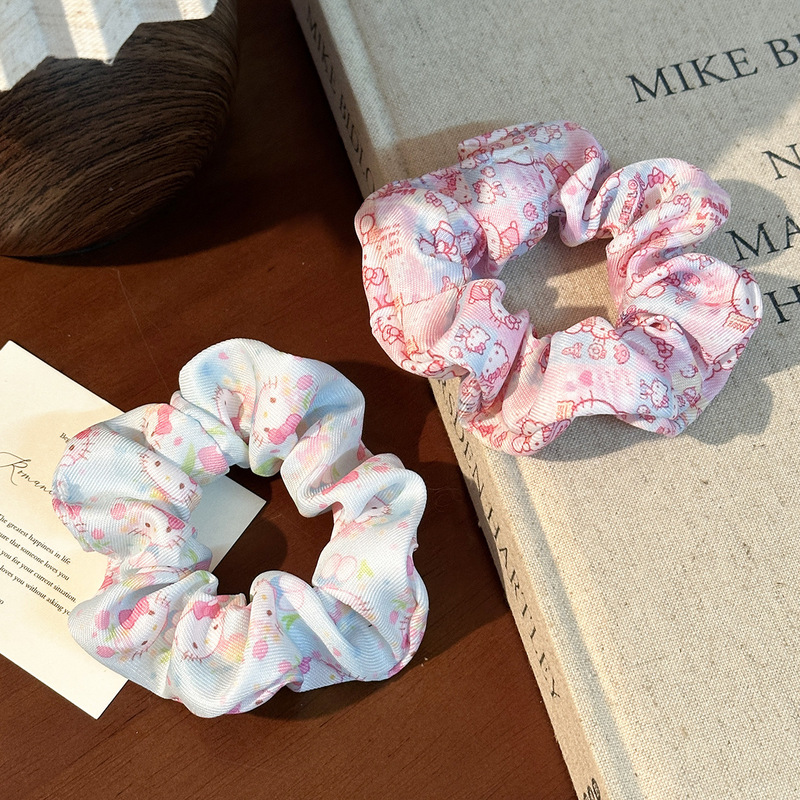 New Pink Hello Kitty Cartoon Scrunchie Ponytail Hair Tie Trendy Popular Girl Bun Hair Rope New Pink Hello Kitty Cartoon Scrunchie Ponytail Hair Tie Trendy Popular Girl Bun Hair Rope