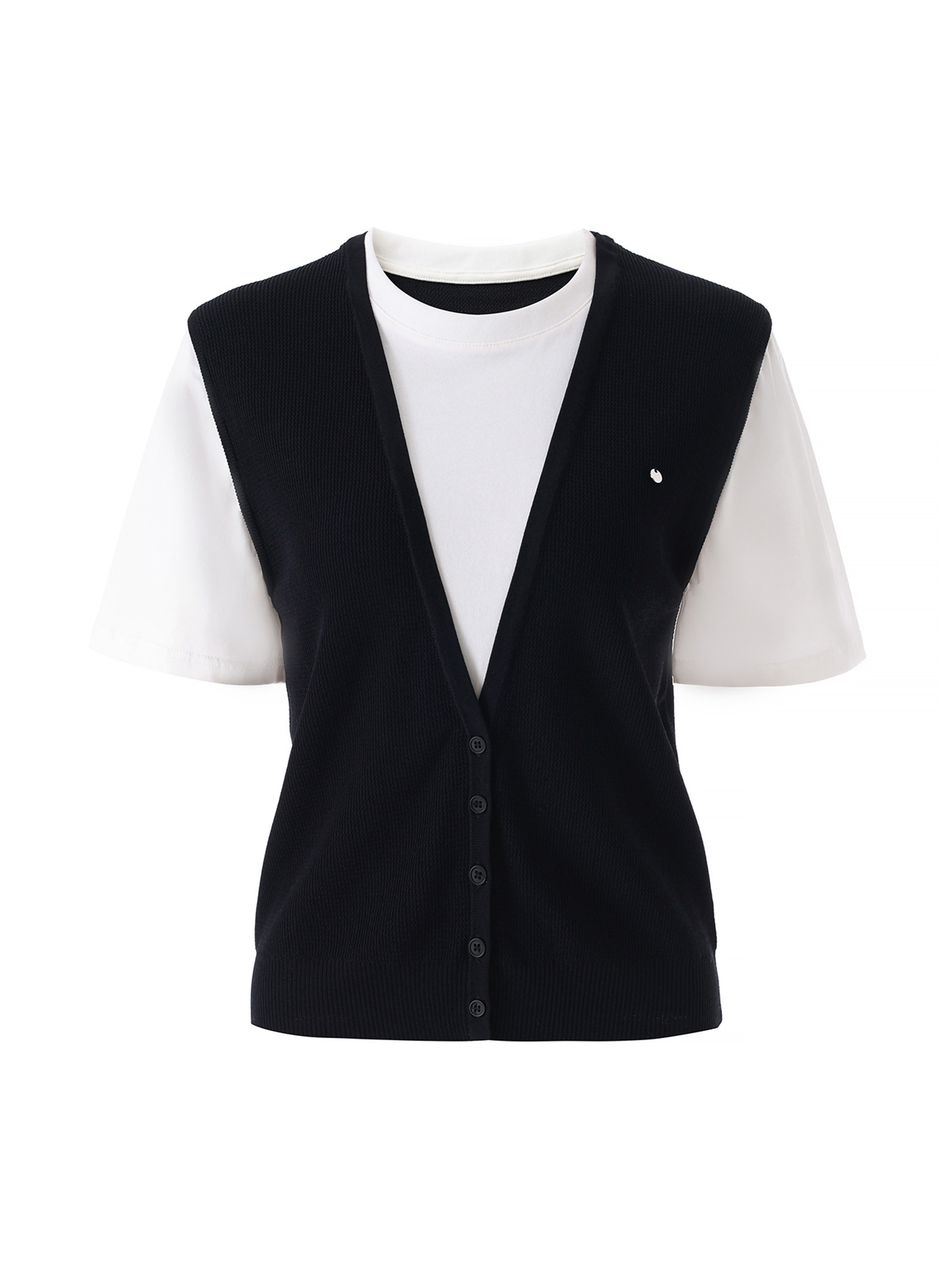 Áo thun dệt kim tay ngắn cổ tròn chất liệu Tencel siêu mịn — màu xanh navy