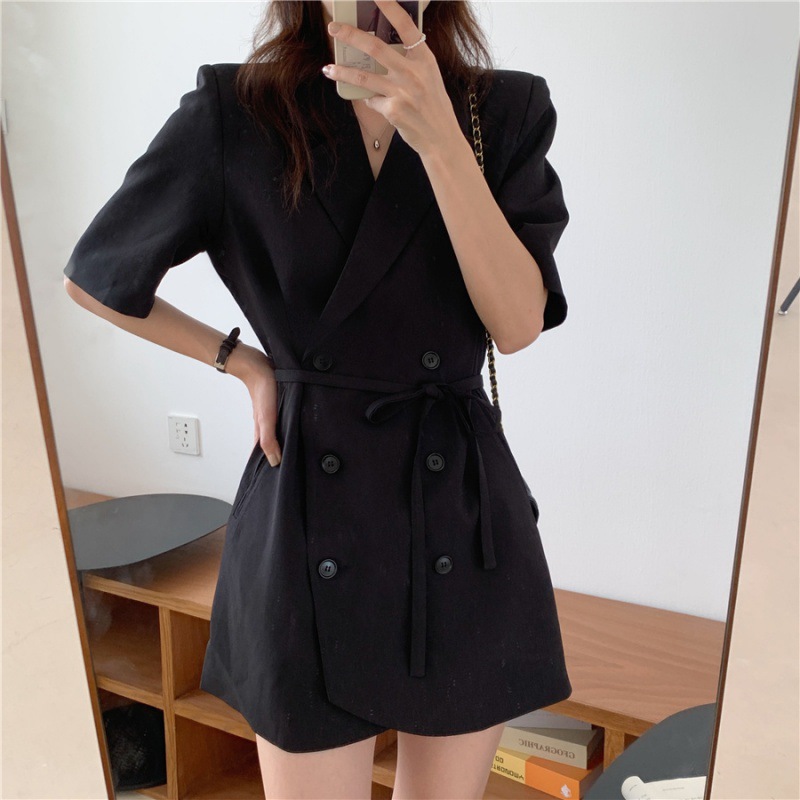 New Style Suit Dress Women's Xia Yangqi Waist And Thin Short Sleeves Small Temperament Short Skirt Wholesale One Piece On Behalf Of The Hair