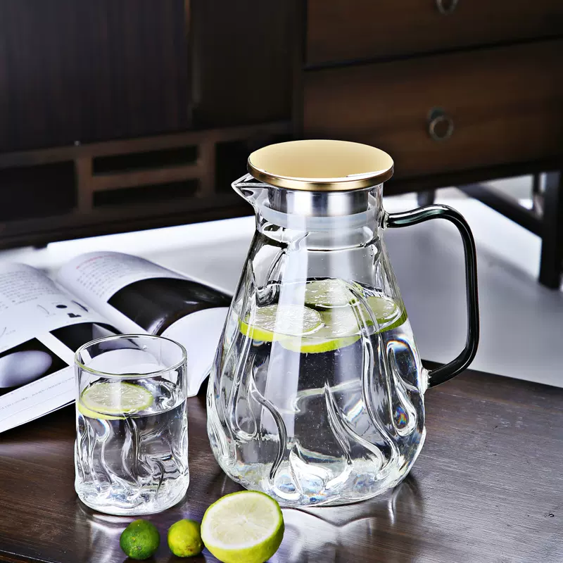耐高温玻璃冷水壶套装高颜值家用轻奢凉水壶水具耐热大容量泡茶壶