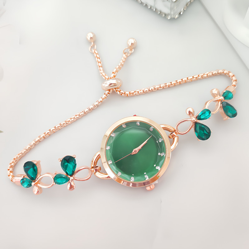 Korean Style Floral Telescopic Rope Quartz Women's Watches display picture 2