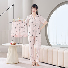 源头厂货2025提花短袖新款冰丝睡衣女抖音时尚卡通网红时装家居服