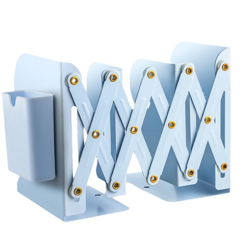 Libro retráctil con portalápices, estantería, escritorio integrado, estante de almacenamiento de libros, bisel para estudiantes de secundaria, clip de libro, plegado y fijo