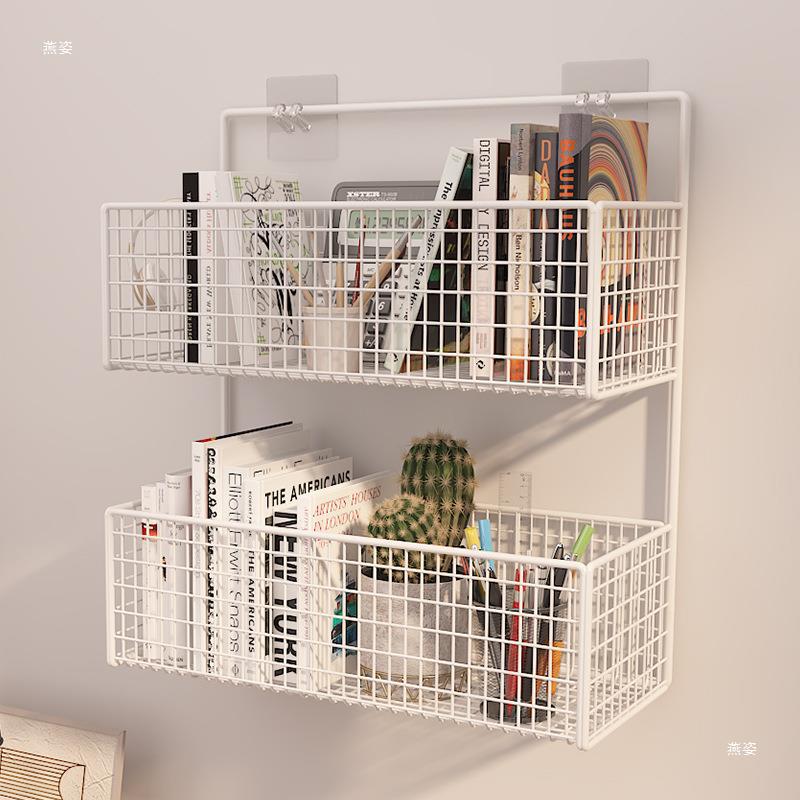 Punch-free Wall Storage Rack Bedside Hanging Basket Wall Hanging Storage Good Things Student Dormitory Upper Bunk Hanging Basket Bookshelf