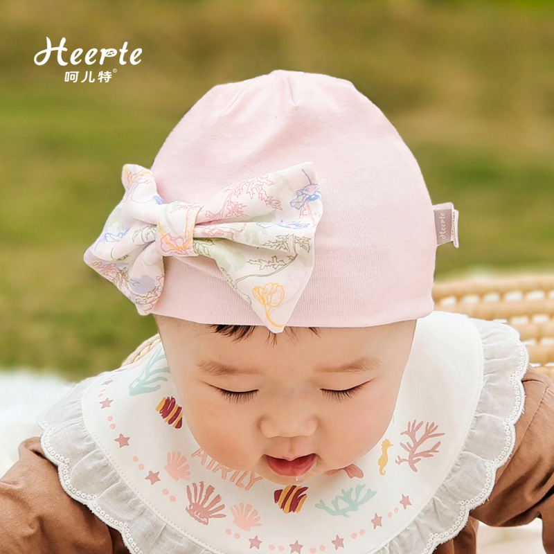 Children's autumn hat girl's with bow for new born