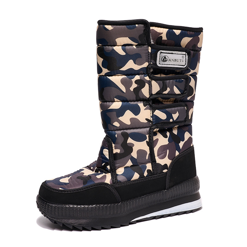 Botas de nieve rusas para comercio exterior, para hombre y mujer, talla grande, forradas con forro polar, gruesas, cálidas, antideslizantes, de algodón para exteriores.