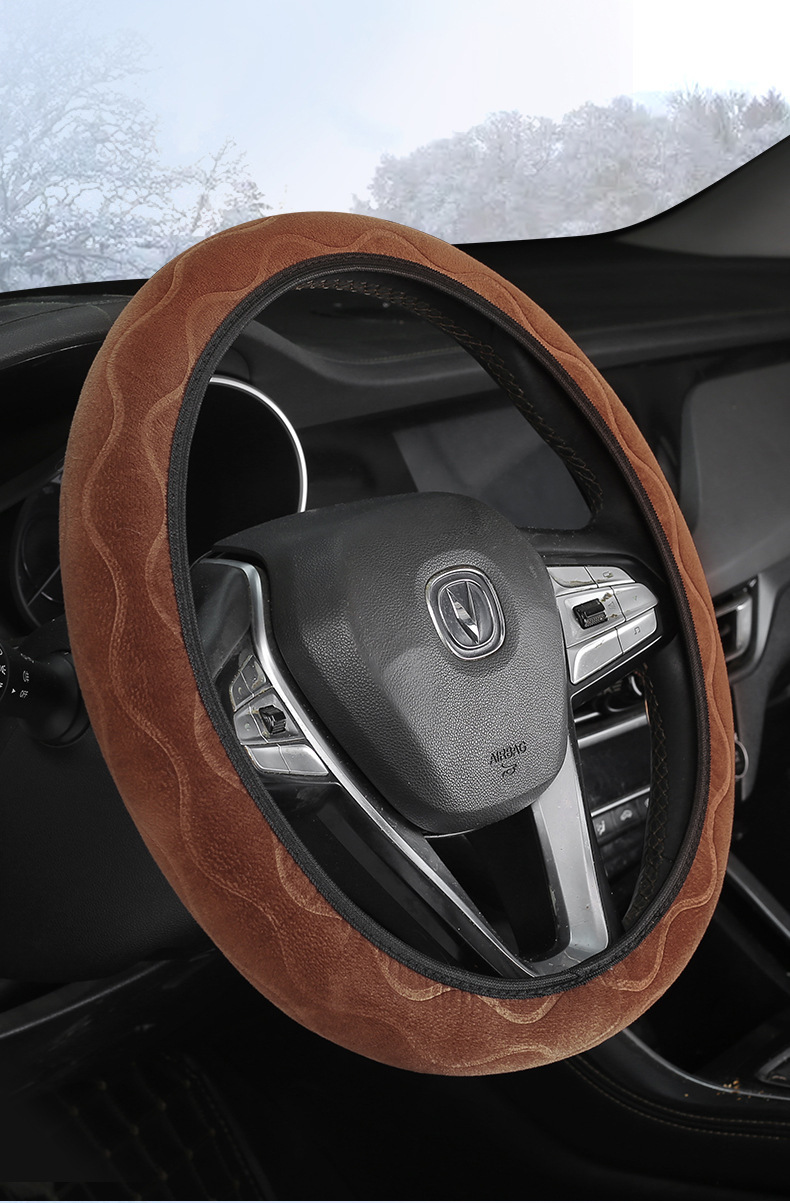 New car steering wheel cover without inner ring winter short plush warm non-slip short plush handle cover Choice