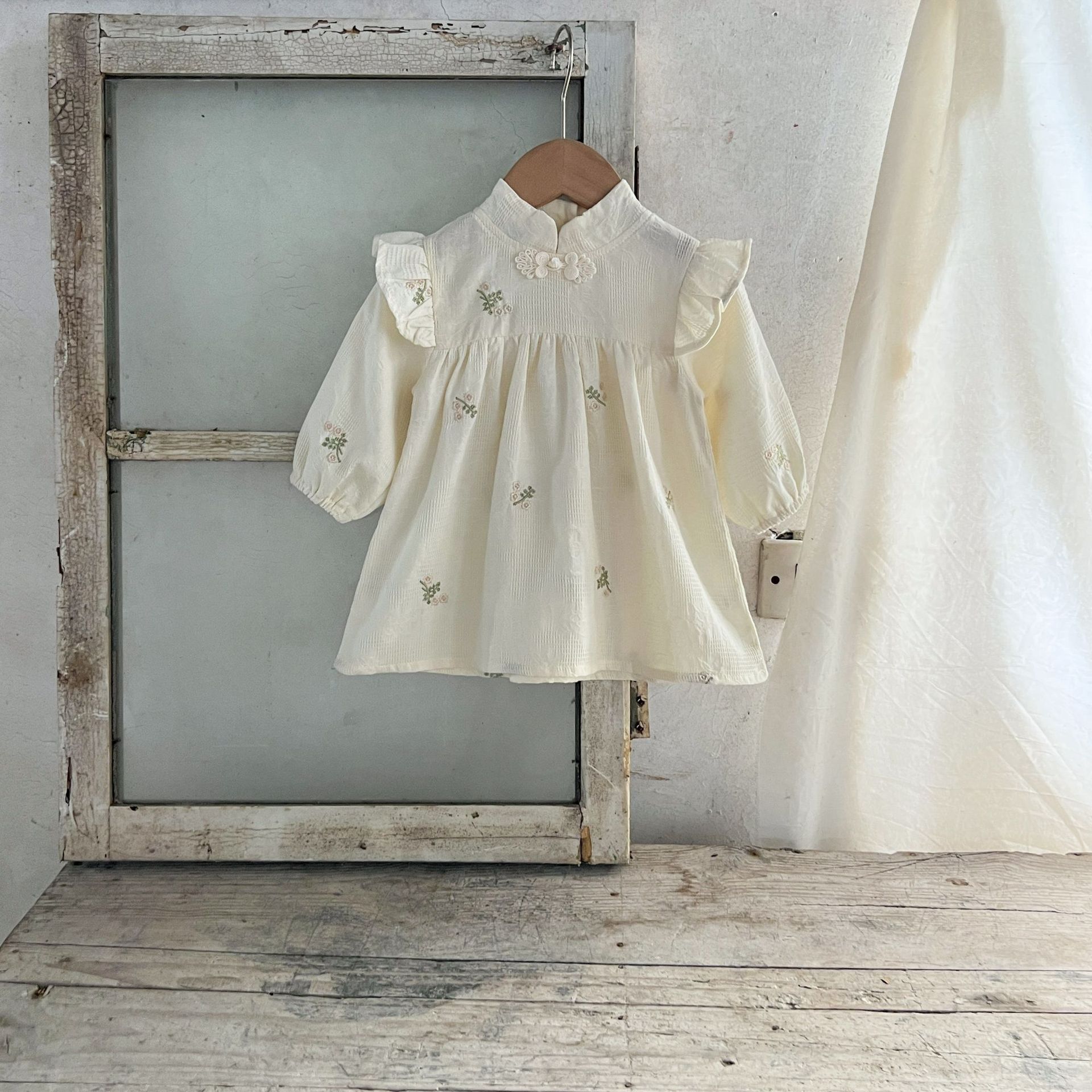 Ins niñas coreanas bebés algodón bordado chino lapina para bebés falda para hermanas