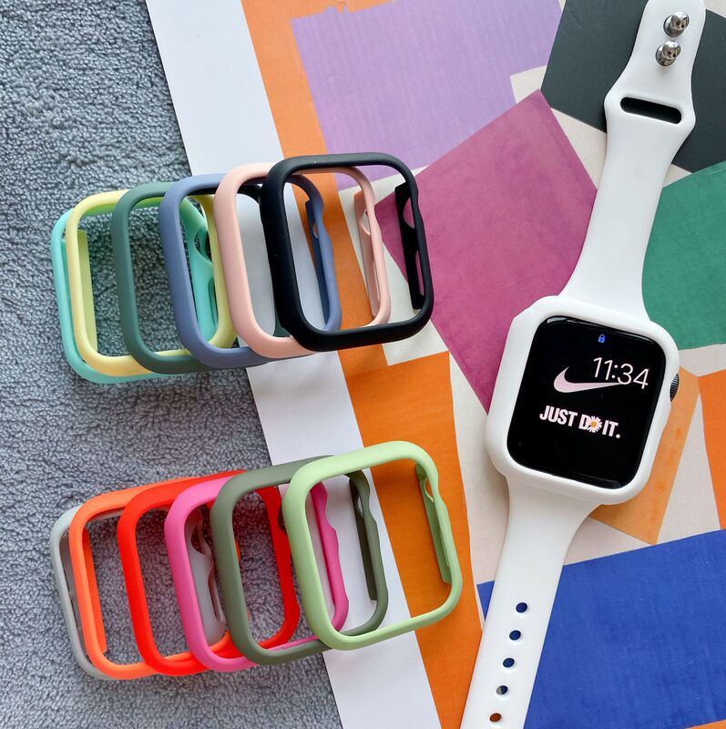 Suitable for Apple Watch iwatch7/6/5/4/3/2/1/SE Generation Protective Cover Frosted Border pc Hard Shell Color