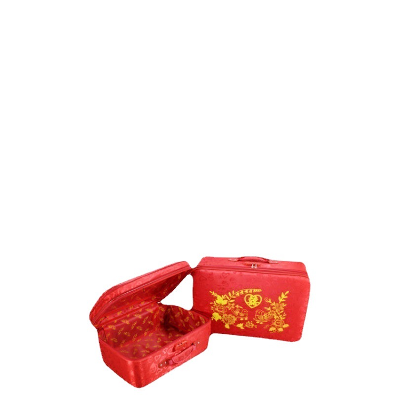Gift Box leather case Red Wedding box bride dowry box wedding dowry box portable Password travel bag