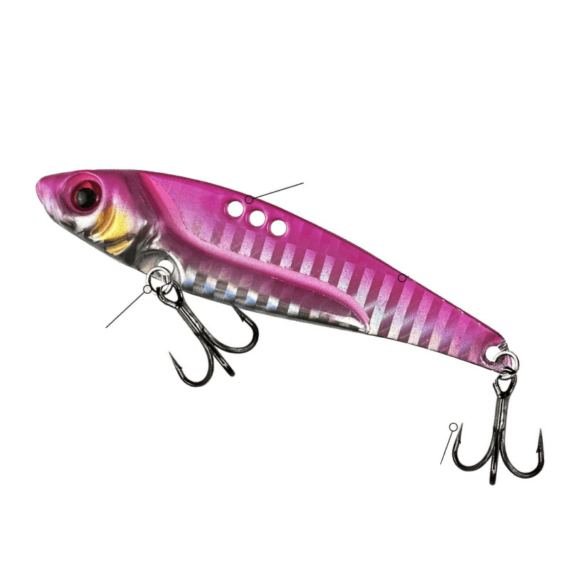 Vib Luya cebo traje de tiro largo serpiente de cascabel divertida cebo falso lentejuelas de colores dientes de dragón de metal juego completo micro boca