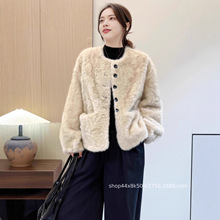 羊羔毛外套女2025秋冬新款韩版宽松休闲百搭加厚皮毛一体圆领上衣