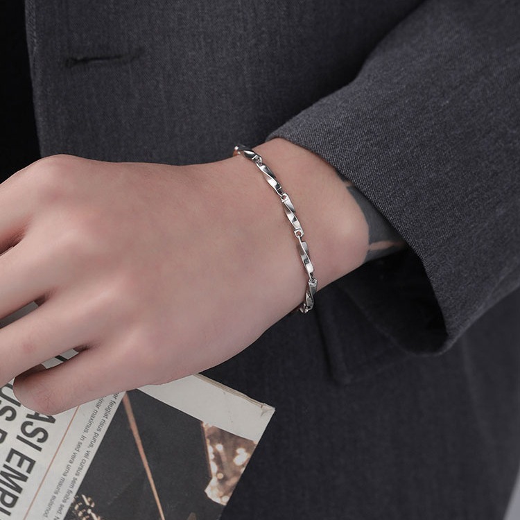 Trendy ins Niche Design Sense Cold Style Men's Couple Simple All-match Bracelet Boys Jewelry Titanium Steel Bracelet