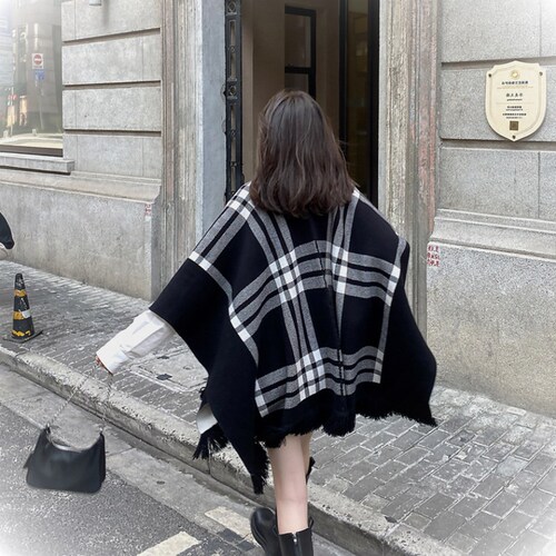 Two-sided Sauce [Double-Sided Shawl] Xiaoyu Double-sided Shawl for Women Spring and Autumn Outerwear Cape Coat Knitted Live Broadcast Shawl