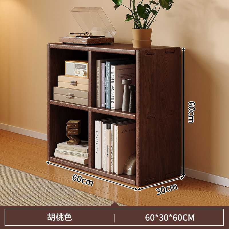 Gabinete bajo de madera sólida, gabinete de cuadrillas de color nuez, gabinete bajo de sala de estar doméstica, estante de almacenamiento contra la pared