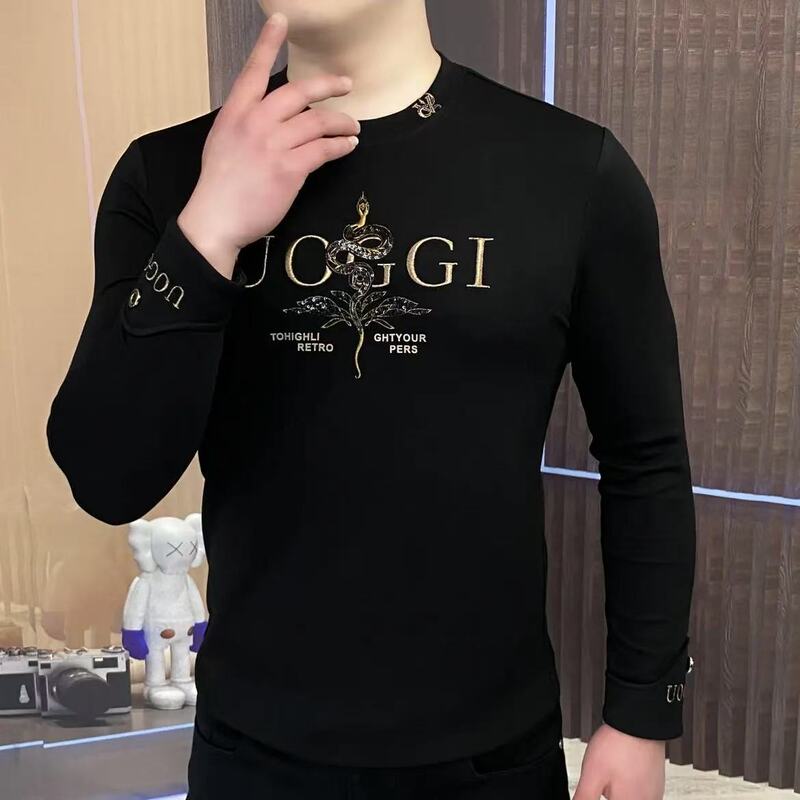偽の2つのヨーロッパの商品の衛衣の男性の春秋のごろつきのハンサムなボタンの紋様の潮のブランドのtシャツは底を打って軽くて豪華な弾力の百合の上着を打ちます。|undefined