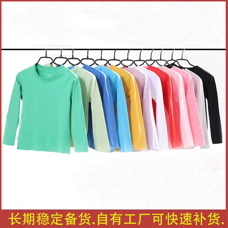 Детская футболка Базовая футболка Футболка с длинным рукавом Футболка для мальчиков Топ из чистого хлопка Большая детская футболка Детская одежда с круглым вырезом для девочек Осень