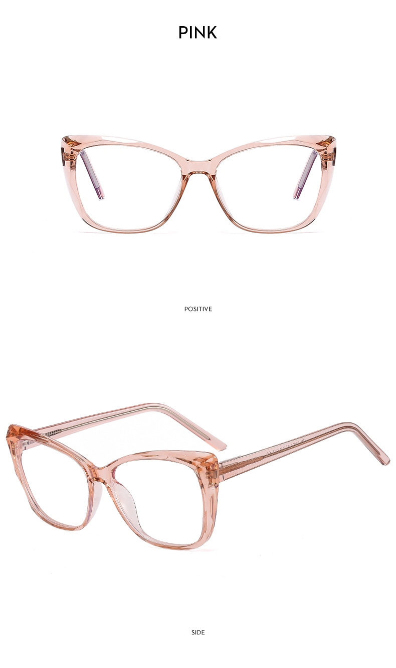 2023 New TR90 insert cat eye anti-blue glasses frame spring leg plain plain lens tide glasses_voghion.com