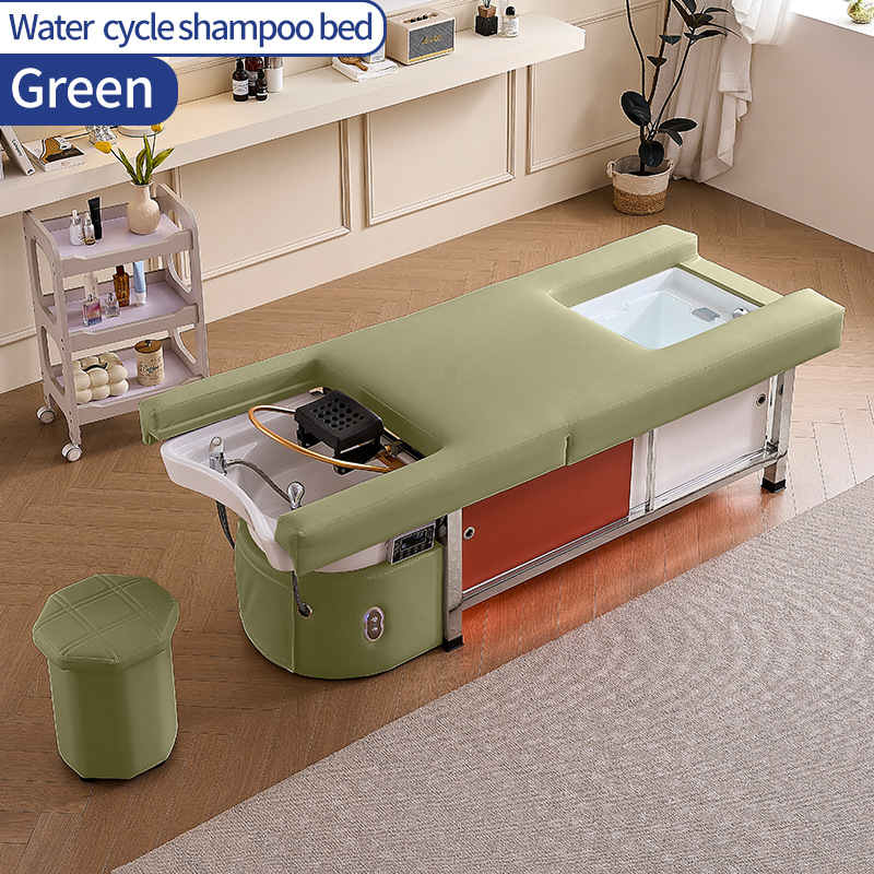 Cama eléctrica elevadora multifuncional para salón de belleza, cama de lavado de cabello, cama de masaje para terapia de cabeza, cama de masaje y cama de fumigación para circulación de agua